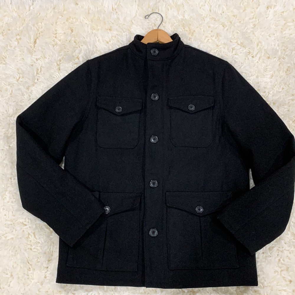 OLD NAVY WOOL BLEND MENS PEA COAT BLACK  - SIZE S
